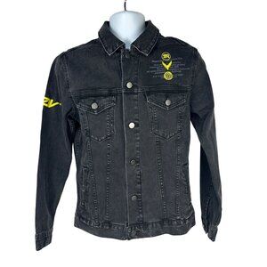 Maverick Clothing Co. Black Denim Jacket With Yellow Embroidery Small
